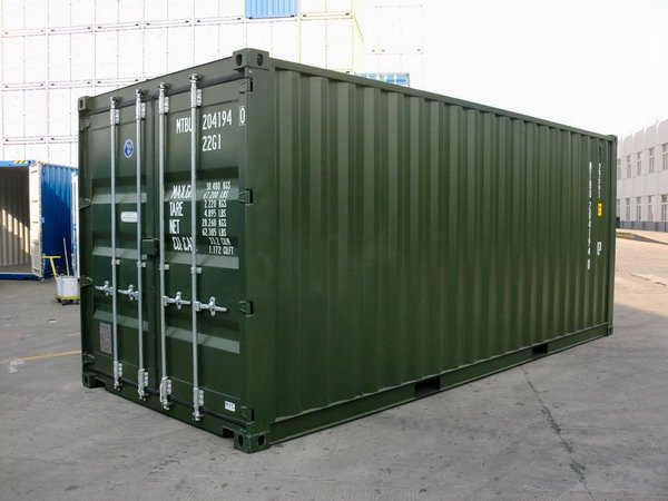 20' Green RAL 6007 shipping containers
